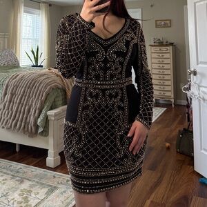 Beaded Long Sleeve Dress